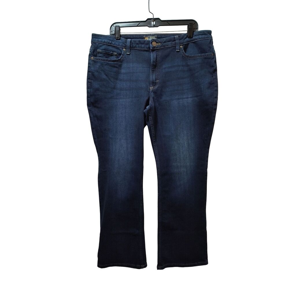Lee Bootcut Jeans Women 18 Short Dark Wash Blue Regular Fit Stretch Denim